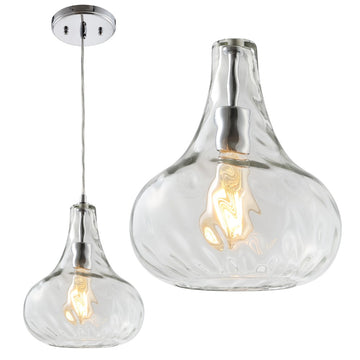 Ferano 9" Adjustable Metal/Glass LED Pendant - JONATHAN Y